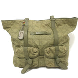 Christian Dior Cannage Quilted Canvas Tote Army Green Large Shoulder Bag