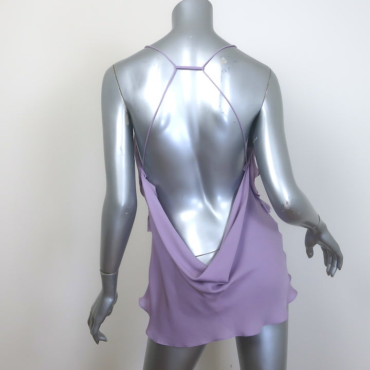 KHAITE Vita Open-Back Top Lavender Ruffled Silk Size Large