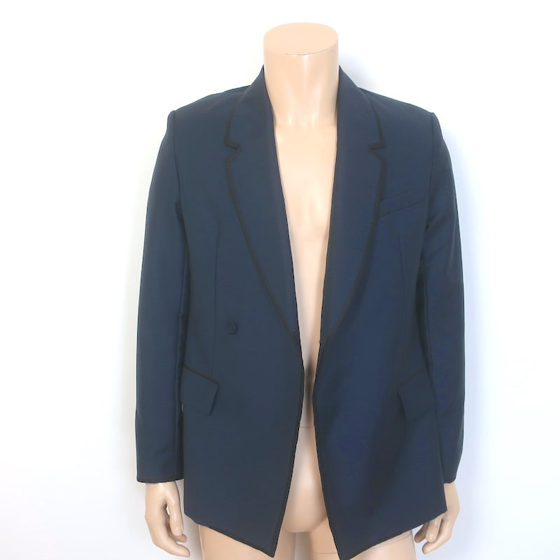 Dior Homme Double Breasted Satin-Trimmed Blazer Jacket Navy Size 44