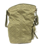 Christian Dior Cannage Quilted Canvas Tote Army Green Large Shoulder Bag