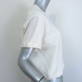 Bottega Veneta Short Sleeve Cropped Top Ivory Cotton Size Medium
