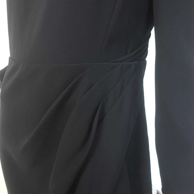 Emporio Armani Wrap-Effect Open Back Midi Dress Black Cady Size 46 NEW
