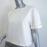 Bottega Veneta Short Sleeve Cropped Top Ivory Cotton Size Medium