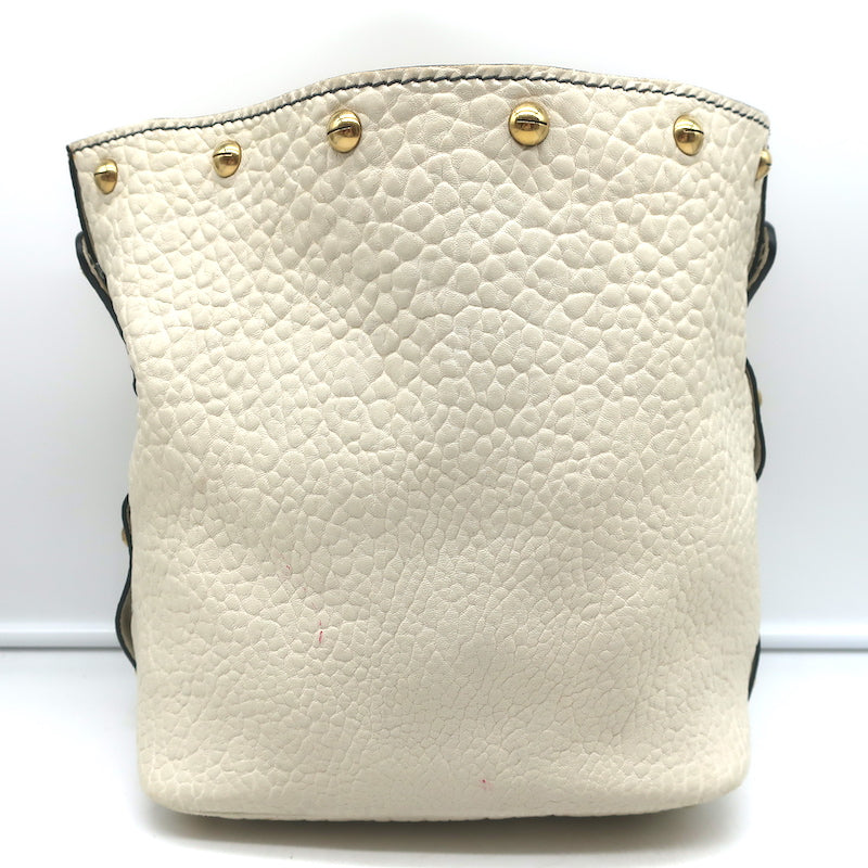 Christian Dior Bucket Bag Cream Grained Leather Small Shoulder Bag