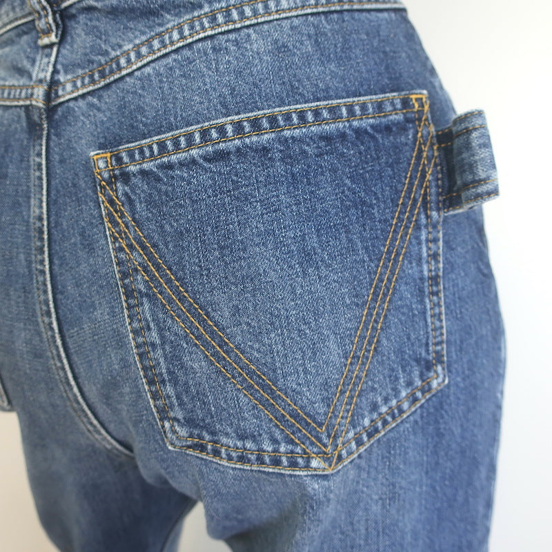 Bottega Veneta High-Rise Straight Leg Jeans Dark Blue Cotton Size 40