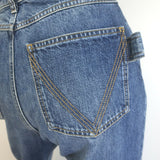 Bottega Veneta High-Rise Straight Leg Jeans Dark Blue Cotton Size 40