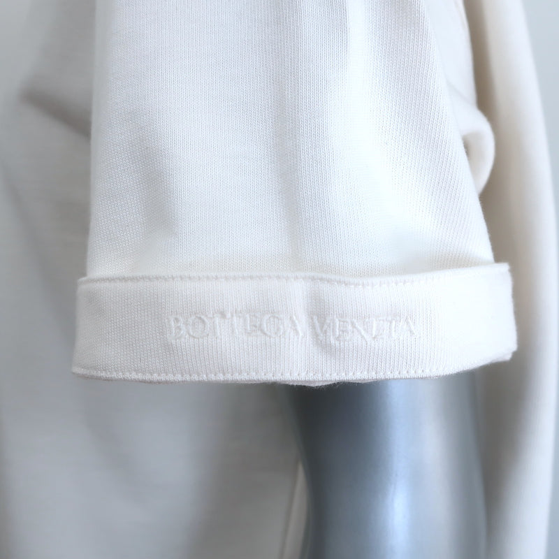 Bottega Veneta Short Sleeve Cropped Top Ivory Cotton Size Medium