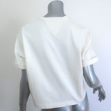Bottega Veneta Short Sleeve Cropped Top Ivory Cotton Size Medium