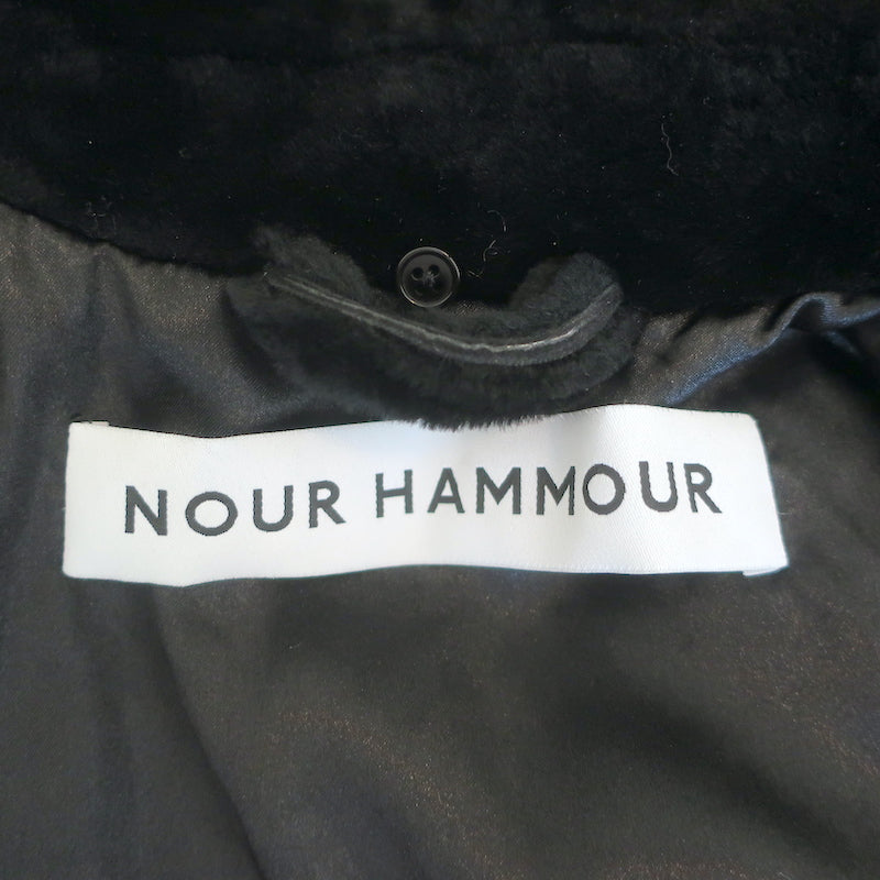 Nour Hammour Mila Shearling Coat Black Size 38