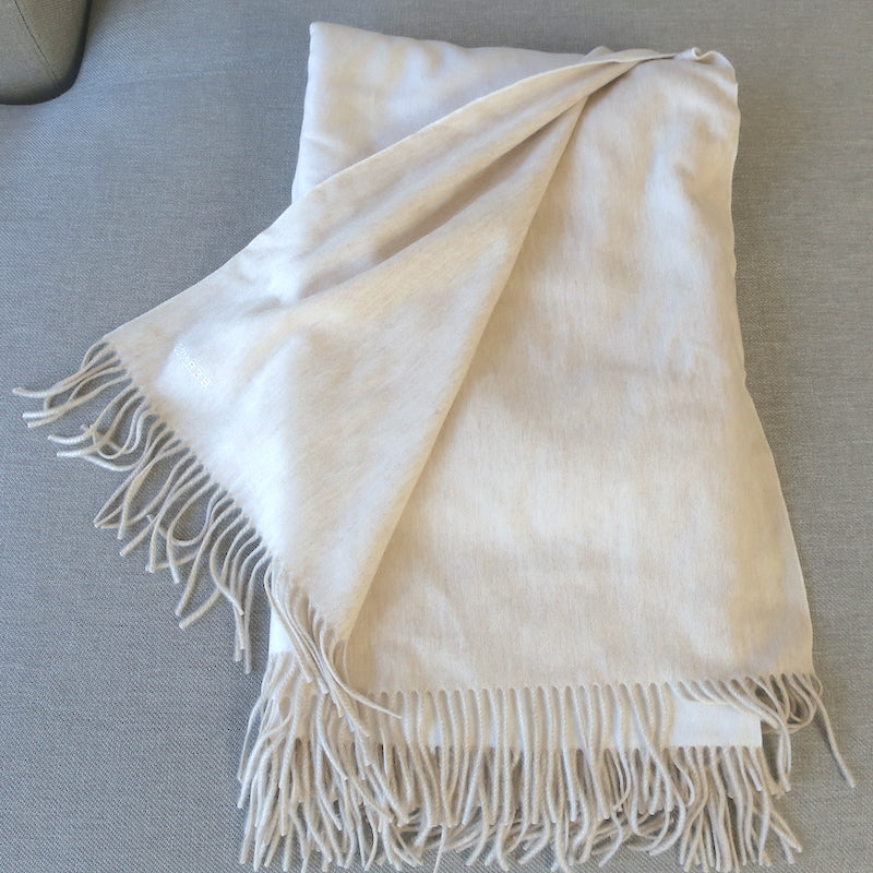 Hermes Fringed Throw Blanket Ecru/Beige NEW