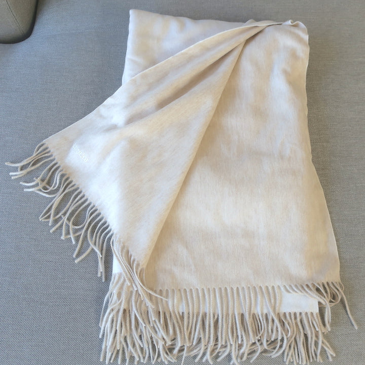 Hermes Fringed Throw Blanket Ecru/Beige NEW
