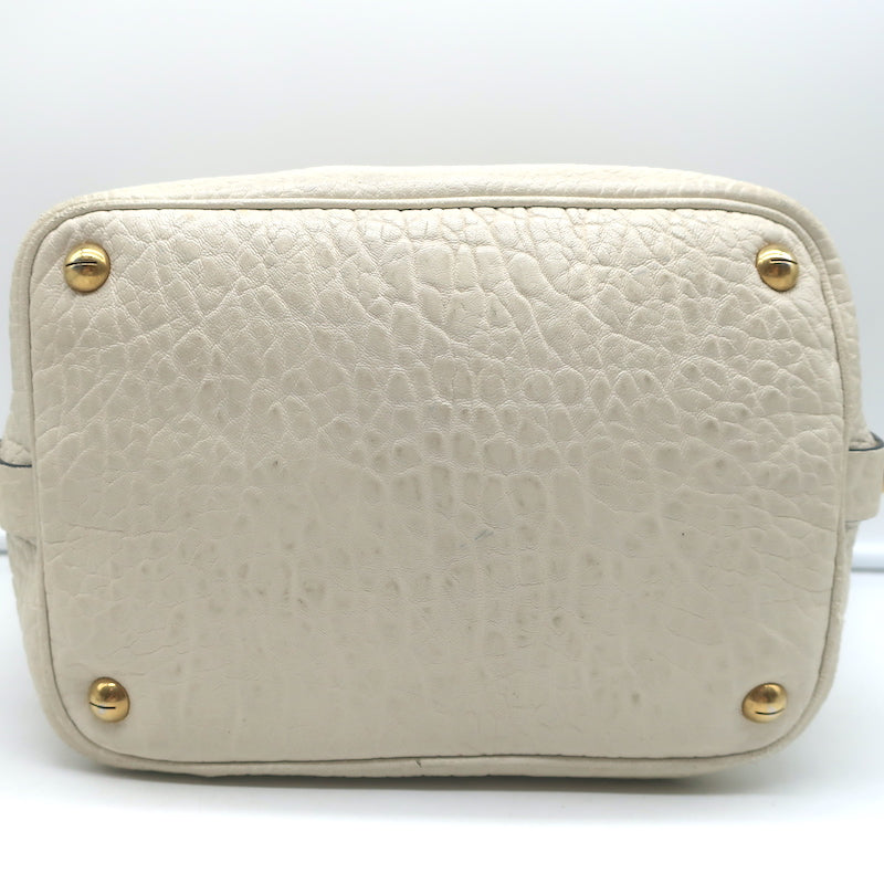 Christian Dior Bucket Bag Cream Grained Leather Small Shoulder Bag