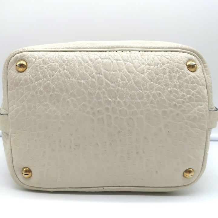 Christian Dior Bucket Bag Cream Grained Leather Small Shoulder Bag
