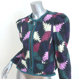 Isabel Marant Etoile Jacket Hafileal Teal/Multi Quilted Patchwork Size 38