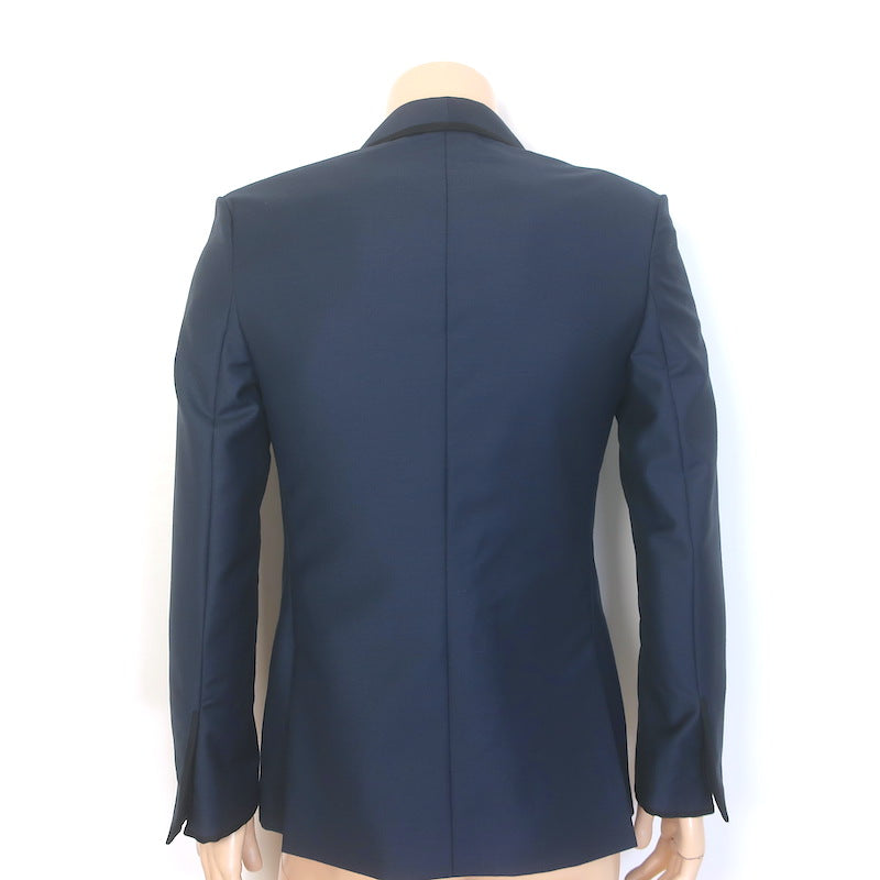 Dior Homme Double Breasted Satin-Trimmed Blazer Jacket Navy Size 44