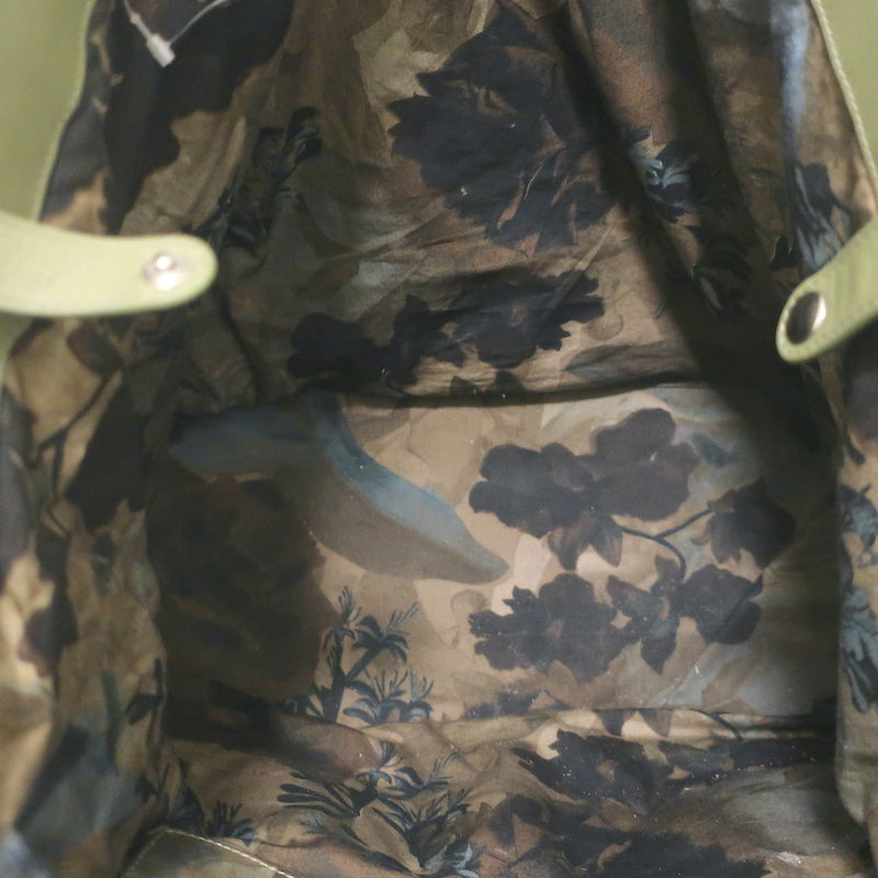 Christian Dior Cannage Quilted Canvas Tote Army Green Large Shoulder Bag