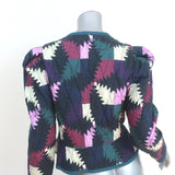 Isabel Marant Etoile Jacket Hafileal Teal/Multi Quilted Patchwork Size 38