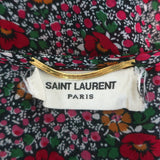 Saint Laurent Floral Print Sleeveless Button Down Top Multi Silk Chiffon Size 38