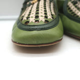 Tory Burch Charm Woven Loafers Green Leather Size 10.5 NEW