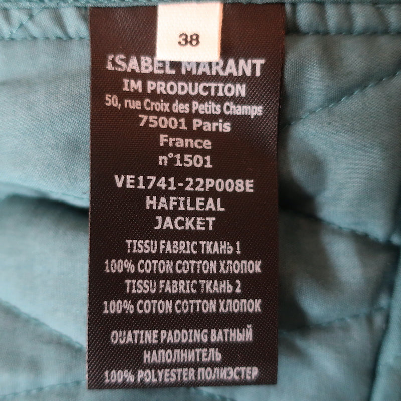 Isabel Marant Etoile Jacket Hafileal Teal/Multi Quilted Patchwork Size 38