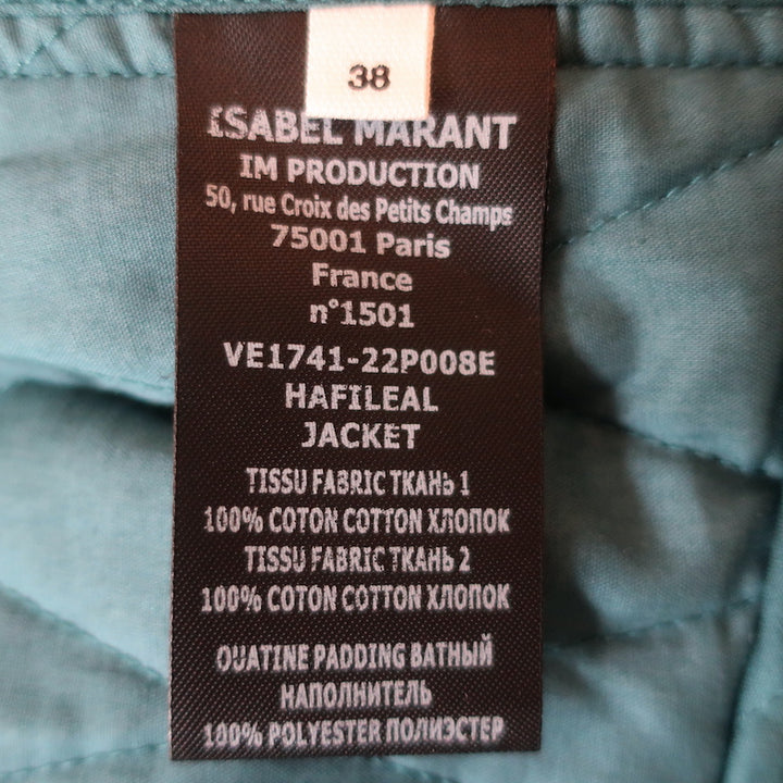 Isabel Marant Etoile Jacket Hafileal Teal/Multi Quilted Patchwork Size 38