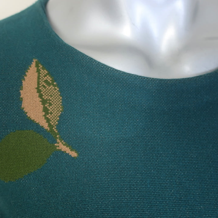 Oscar de la Renta Magnolia Jacquard Knit Fit &amp; Flare Dress Peacock Green Size 8