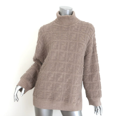 Fendi FF Logo-Back Chenille Turtleneck Sweater 