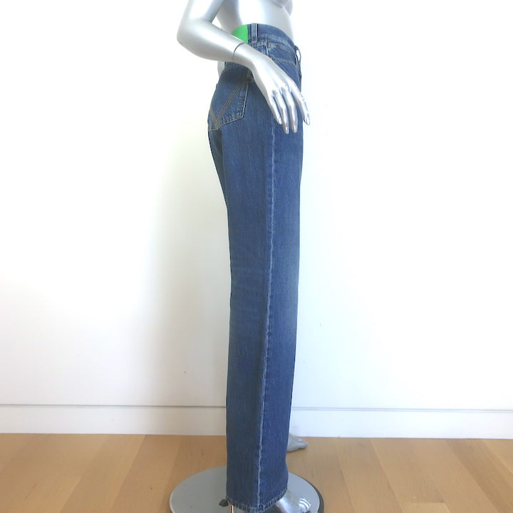 Bottega Veneta High-Rise Straight Leg Jeans Dark Blue Cotton Size 40