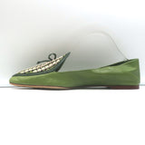 Tory Burch Charm Woven Loafers Green Leather Size 10.5 NEW