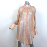 Victoria Beckham Wrap-Front Metallic Chiffon Blouse Peach Size US 8