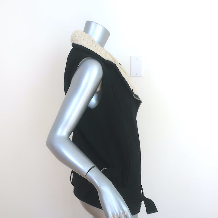 NSF Sherpa Moto Vest Black Cotton Size Petite