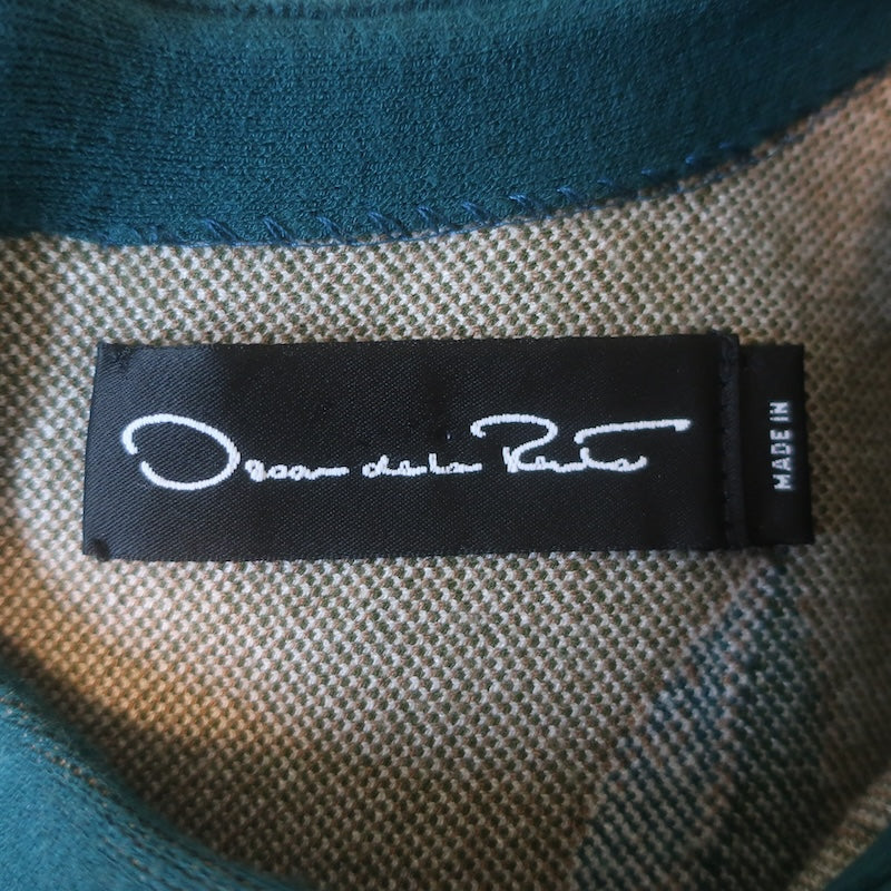 Oscar de la Renta Magnolia Jacquard Knit Fit &amp; Flare Dress Peacock Green Size 8