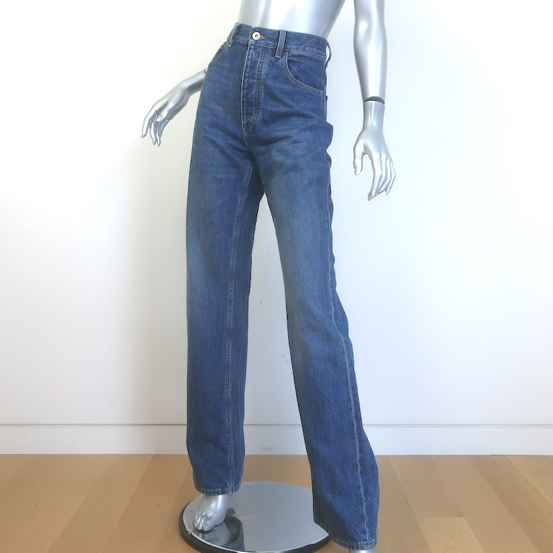 Bottega Veneta High-Rise Straight Leg Jeans Dark Blue Cotton Size 40