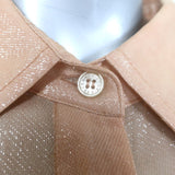 Victoria Beckham Wrap-Front Metallic Chiffon Blouse Peach Size US 8