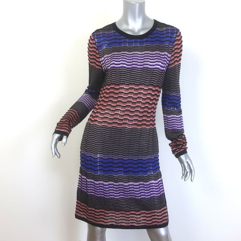 Missoni Colorblock Striped Knit Long Sleeve Dress Multicolor Size 44