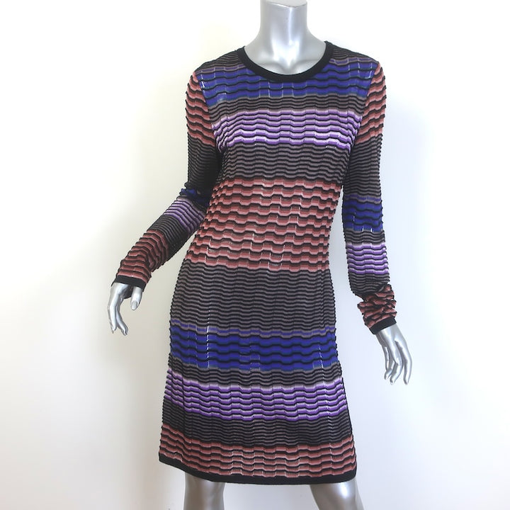Missoni Colorblock Striped Knit Long Sleeve Dress Multicolor Size 44