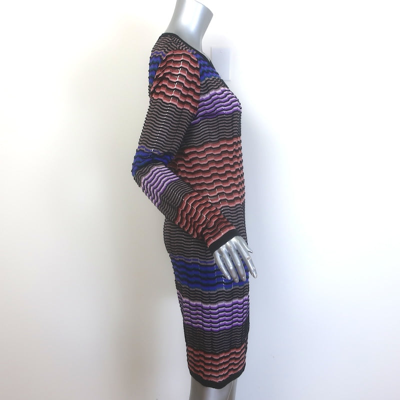 Missoni Colorblock Striped Knit Long Sleeve Dress Multicolor Size 44