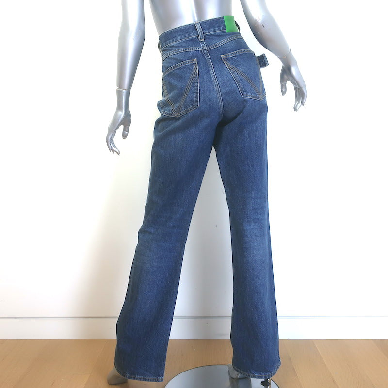 Bottega Veneta High-Rise Straight Leg Jeans Dark Blue Cotton Size 40