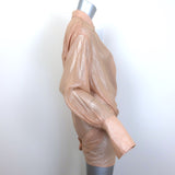 Victoria Beckham Wrap-Front Metallic Chiffon Blouse Peach Size US 8
