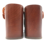 Chanel 23P Camellia Platform Clogs Brown Leather Size 38 High Heel Mules