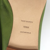 Tory Burch Charm Woven Loafers Green Leather Size 10.5 NEW