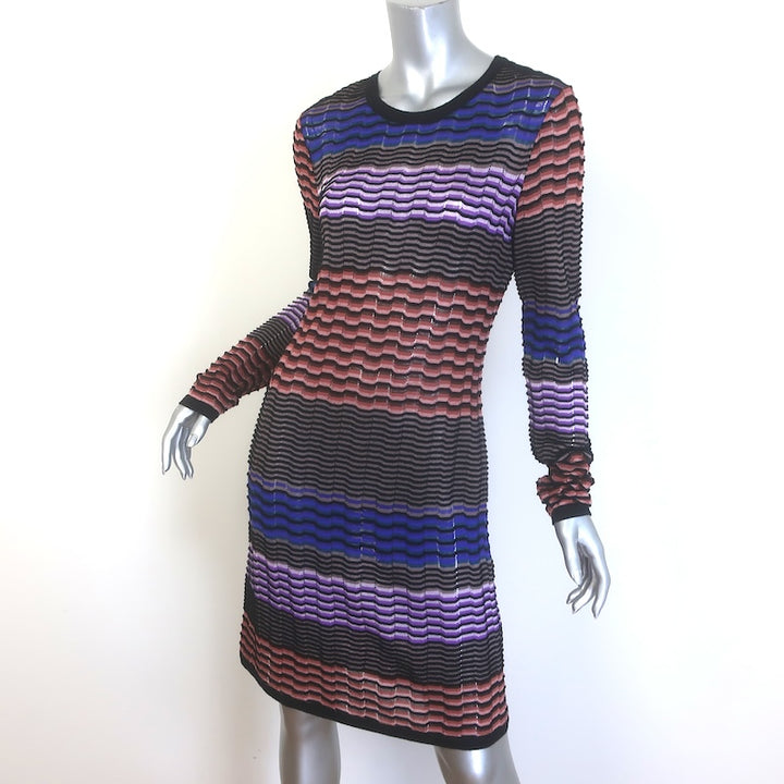 Missoni Colorblock Striped Knit Long Sleeve Dress Multicolor Size 44