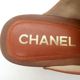 Chanel 23P Camellia Platform Clogs Brown Leather Size 38 High Heel Mules