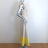 G. Label by goop Colorblock Midi Dress Beige/Yellow Stretch Cotton Size 4