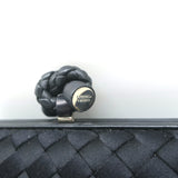 Bottega Veneta Box Knot Clutch Black Intrecciato Satin