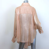 Victoria Beckham Wrap-Front Metallic Chiffon Blouse Peach Size US 8
