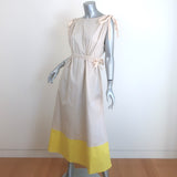 G. Label by goop Colorblock Midi Dress Beige/Yellow Stretch Cotton Size 4