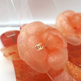 Chanel Camellia Glitter Jelly Thong Sandals Orange Size 37 Flat Slides NEW