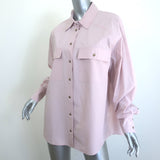 KHAITE The Bea Snap Shirt Pink Cotton Size Medium Long Sleeve Top