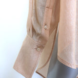 Victoria Beckham Wrap-Front Metallic Chiffon Blouse Peach Size US 8